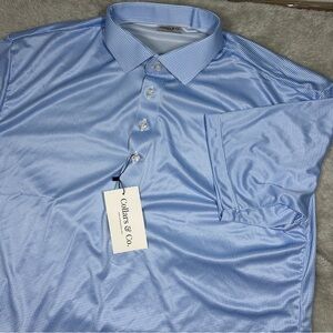 Collars and Co Polo Shirt Mens XL Blue Geometric Performance Short Sleeve